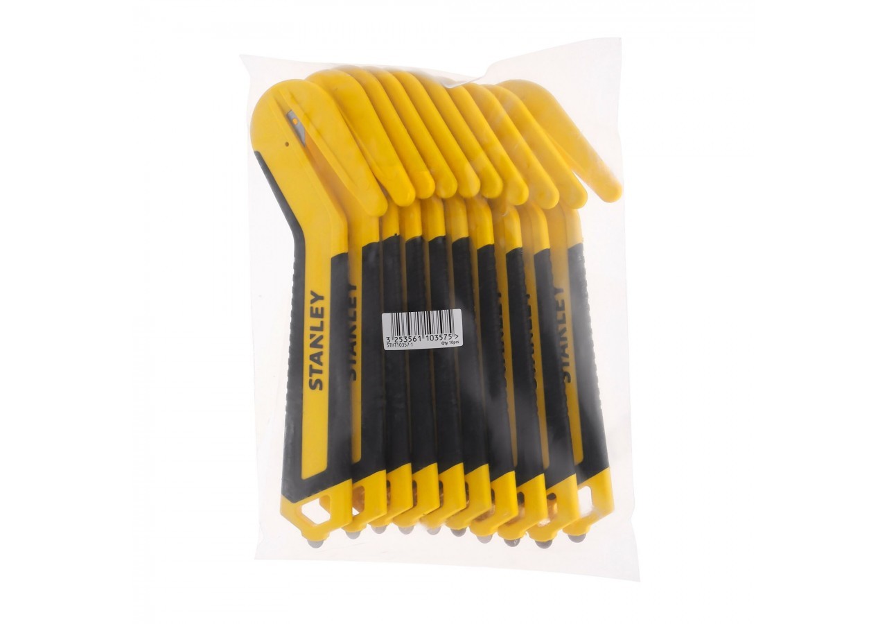 COUTEAU BIMATIÈRE À LAME UNIQUE ENCASTRÉE - BOUT ARRONDI -
 SACHET DE 10 PCS - STHT10357-1 - Stanley