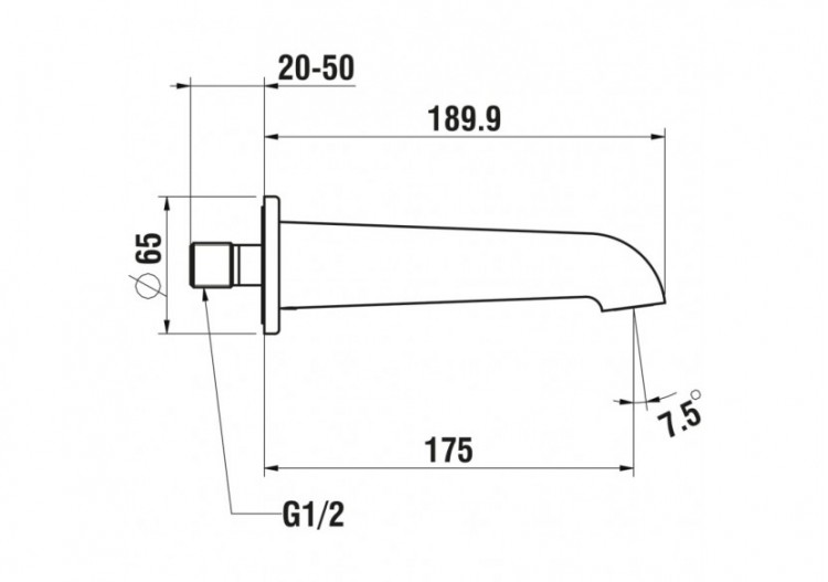 Bec mural fixe 175 mm Pure - HF901771428000 - Laufen 2