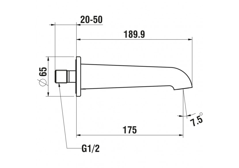 Bec mural fixe 175 mm Pure - HF901771428000 - Laufen