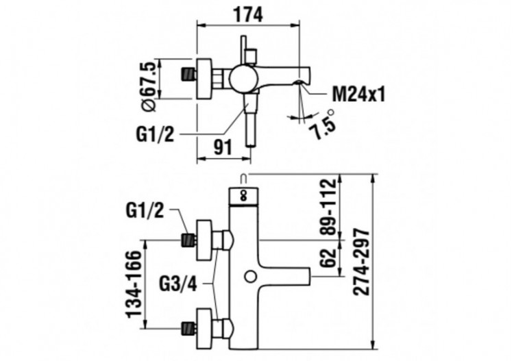 Mitigeur bain-douche mural Twin - HF905460100600 - Laufen 2