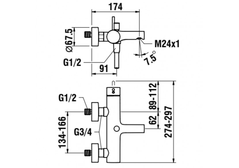 Mitigeur bain-douche mural Twin - HF905460100600 - Laufen