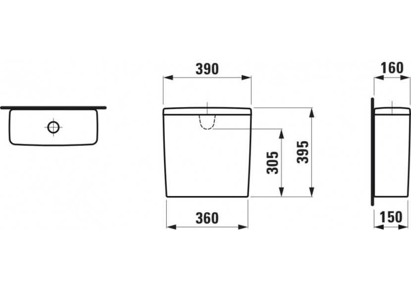 Réservoir Lua Blanc 160 x 392 x 395 mm - H8270810009711 - Laufen