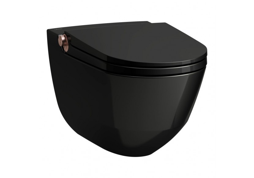 WC lavant suspendu sans bride Riva Noir brillant et or rose poli 600 x 395 x 405 mm - H8206910240001 - Laufen