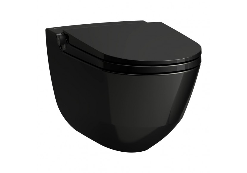 WC lavant suspendu sans bride Riva Noir brillant et titane noir mat 600 x 395 x 405 mm - H8206910600001 - Laufen