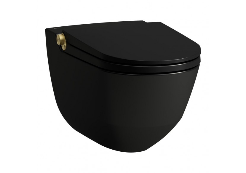 WC lavant suspendu sans bride Riva Noir mat et or pâle mat 600 x 395 x 405 mm - H8206917180001 - Laufen