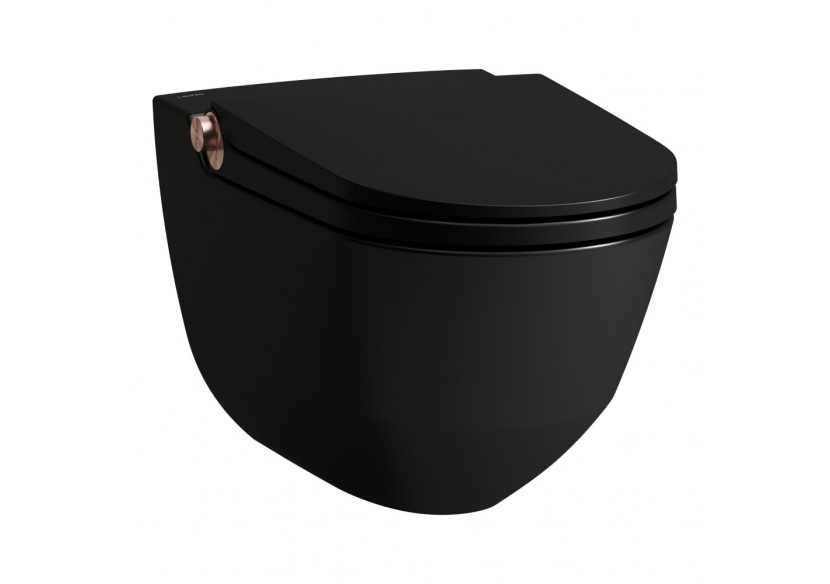 WC lavant suspendu sans bride Riva Noir mat et or rose poli 600 x 395 x 405 mm - H8206917190001 - Laufen