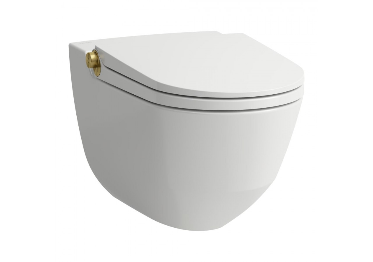 WC lavant suspendu sans bride Riva Blanc mat et or poli 600 x 395 x 405 mm - H8206917620001 - Laufen