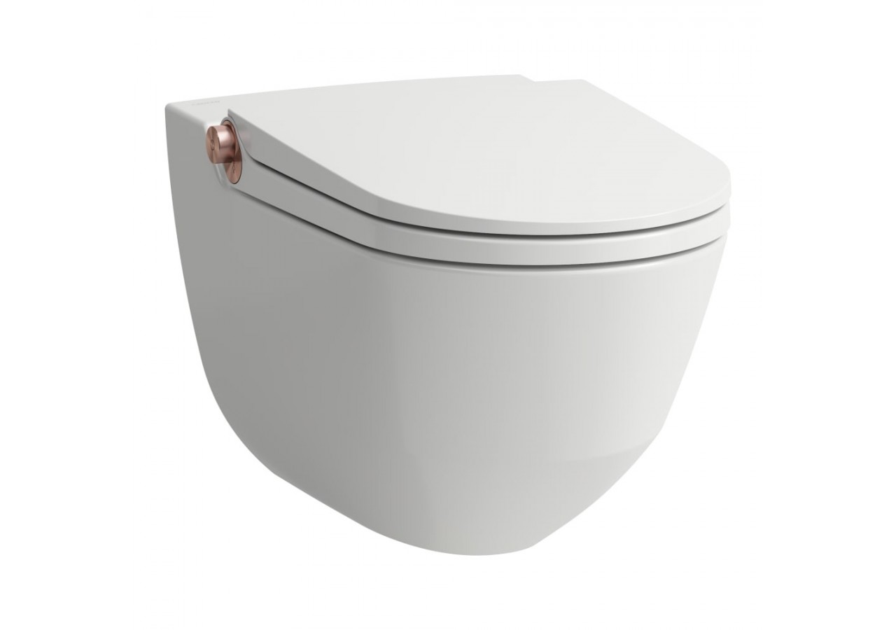 WC lavant suspendu sans bride Riva Blanc mat et or rose poli 600 x 395 x 405 mm - H8206917640001 - Laufen