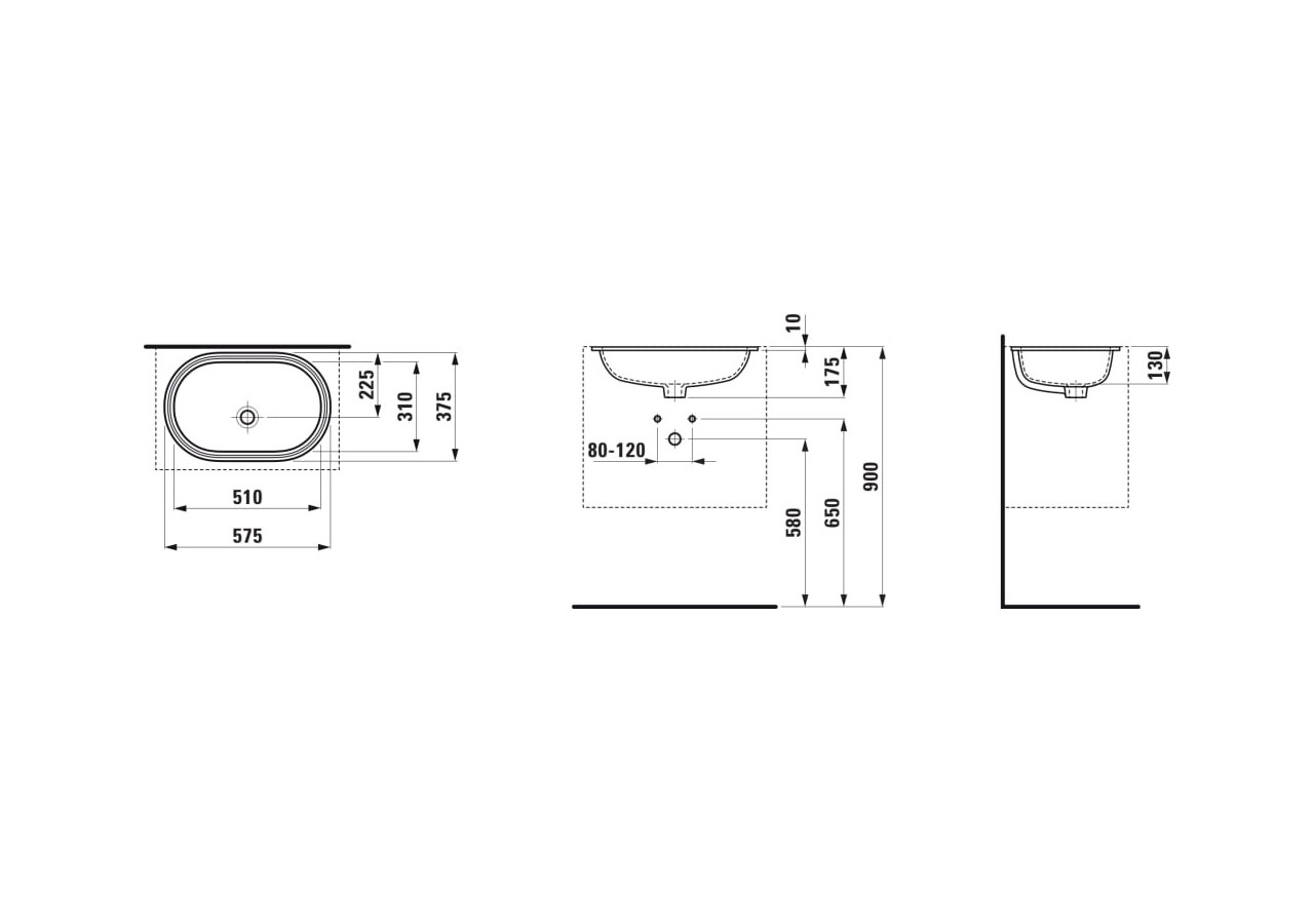 Vasque à encastrer par-dessous Savoy Blanc 510 x 310 x 175 mm - H8189460001091 - Laufen