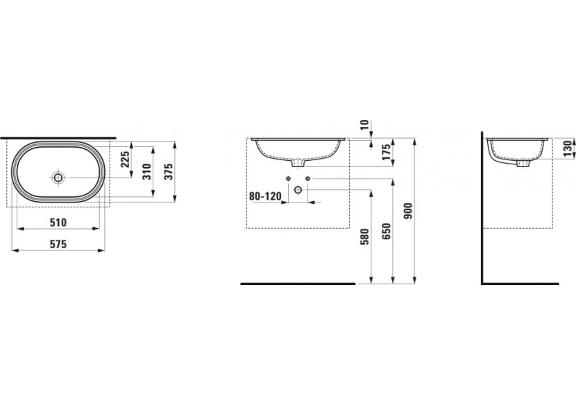 Vasque à encastrer par-dessous Savoy Blanc 510 x 310 x 175 mm - H8189460001091 - Laufen
