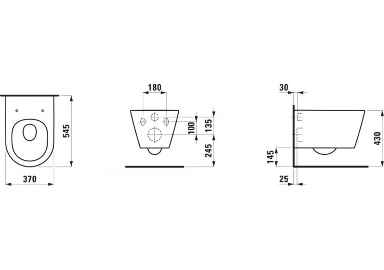 Cuvette suspendue Silent flush sans bride Kartell Gris mat 545 x 370 x 340 mm - H8213317590001 - Laufen 2