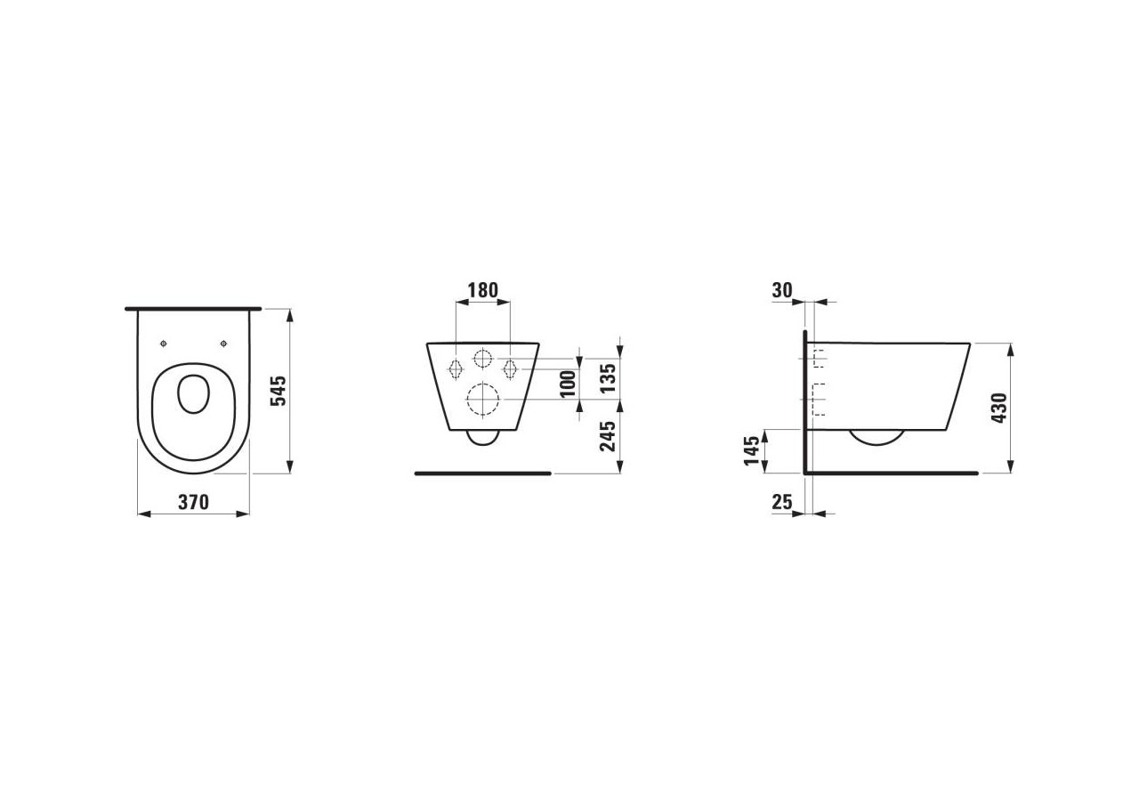Cuvette suspendue Silent flush sans bride Kartell Gris mat 545 x 370 x 340 mm - H8213317590001 - Laufen
