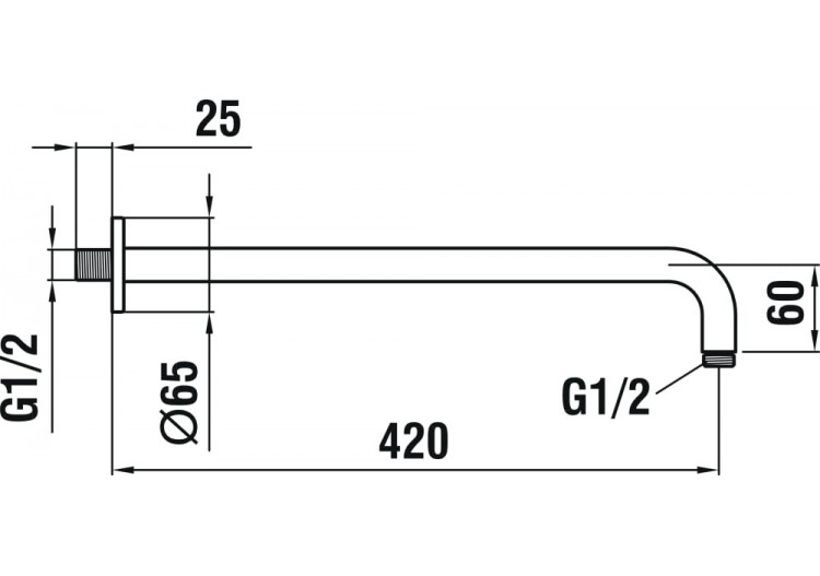 Bras de plafond pour pomme de douche pluie 420mm Divers - HF960109462001 - Laufen 2