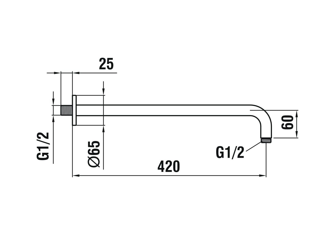 Bras de plafond pour pomme de douche pluie 420mm Divers - HF960109462001 - Laufen