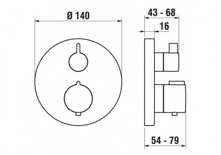 Mitigeur bain-douche thermostatique à encastrer City therm - HF905475100000 - Laufen 2