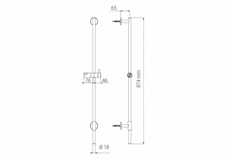 Barre de douche coulissante Techno 18 fixation libre chrome - A716.TL.000.05N - Nikles 2