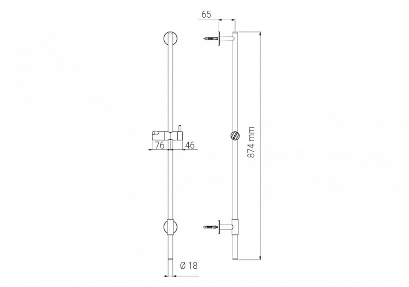 Barre de douche coulissante Techno 18 fixation libre chrome - A716.TL.000.05N - Nikles Barre de douche coulissante Techno 18 fixation libre chrome - A716.TL.000.05N - Nikles