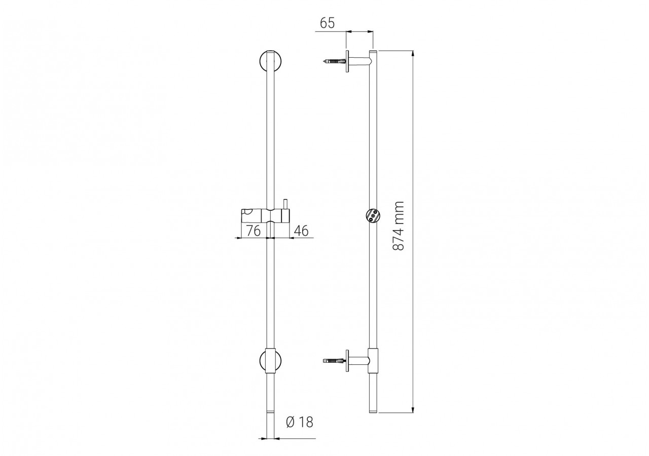 Barre de douche coulissante Techno 18 fixation libre noir mat - A716.TL.000.07N - Nikles