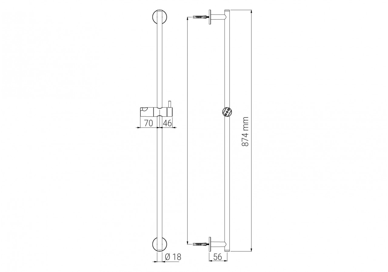 Barre de douche coulissante Techno 18 fixe chrome - A717.TL.000.05N - Nikles