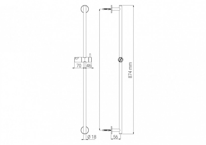 Barre de douche coulissante Techno 18 fixe noir mat - A717.TL.000.07N - Nikles