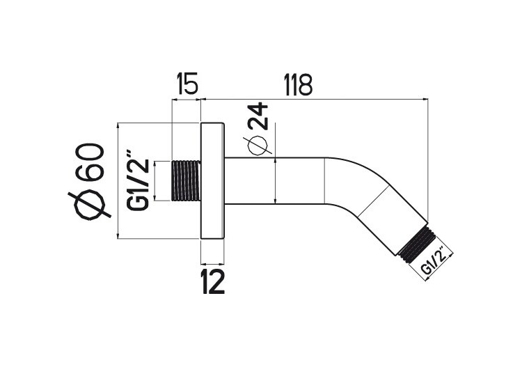 Bras de douche XL 24 120 mm - A48.B12.000.05N - Nikles 2