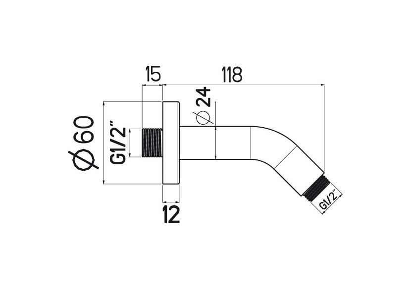 Bras de douche XL 24 120 mm - A48.B12.000.05N - Nikles