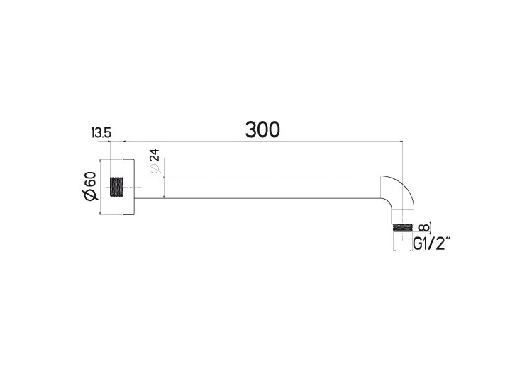 Bras de douche XL 24 300 mm - A48.L30.000.05N - Nikles 2