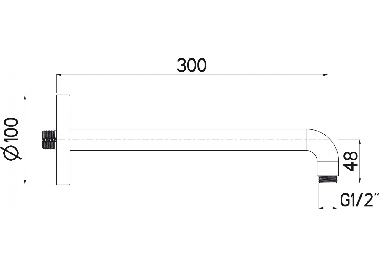 Bras de douche XL 24 300 mm renforcé - A48.R30.000.05N - Nikles