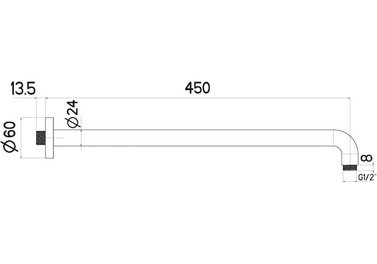 Bras de douche XL 24 450 mm - A48.B45.000.05N - Nikles 2