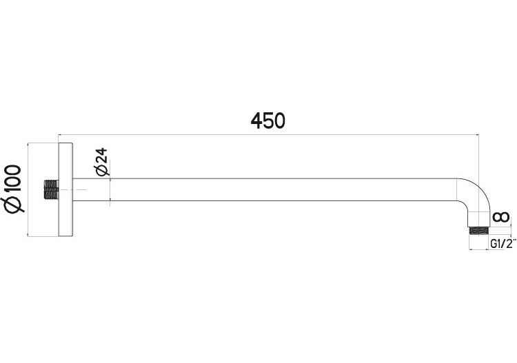 Bras de douche XL 24 450 mm renforcé - A48.R45.000.05N - Nikles 2