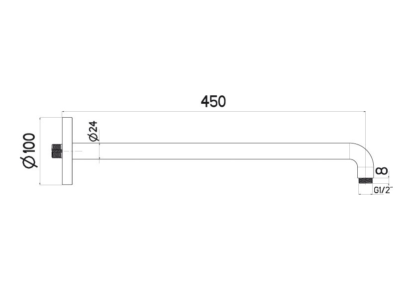 Bras de douche XL 24 450 mm renforcé - A48.R45.000.05N - Nikles