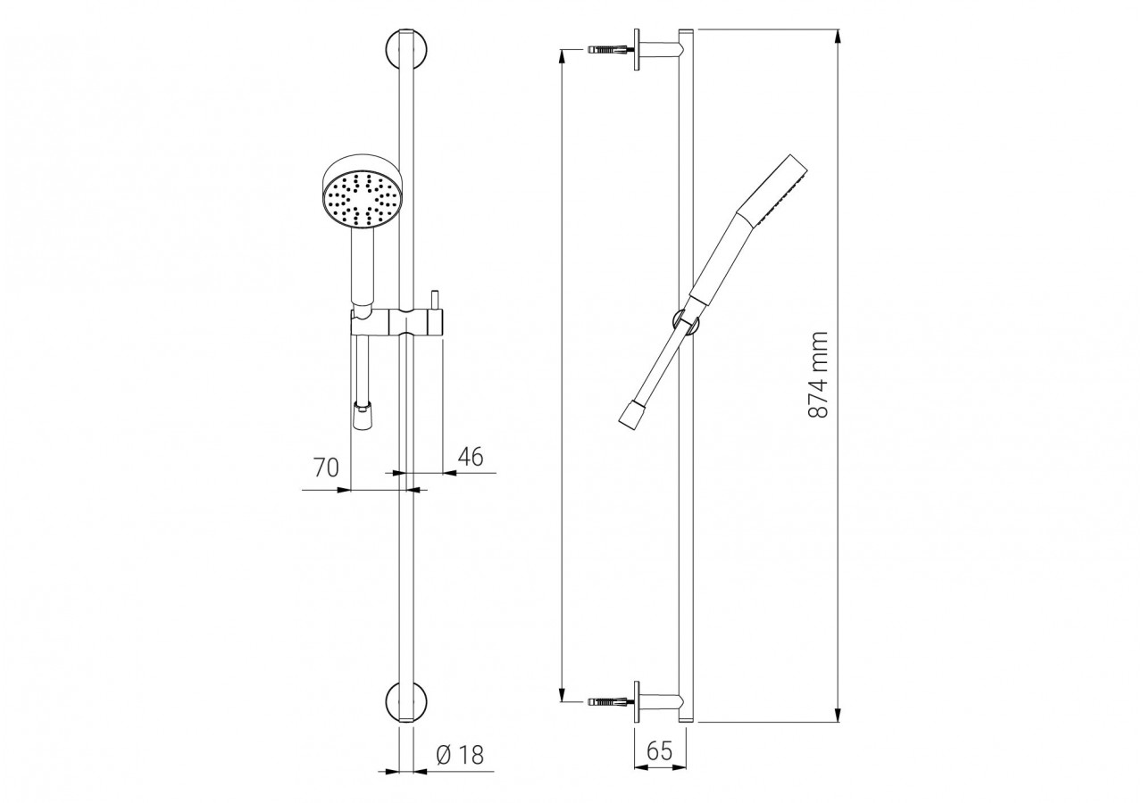 Kit de douche Techno 18 fixe chrome - A717.TL.661.05N - Nikles