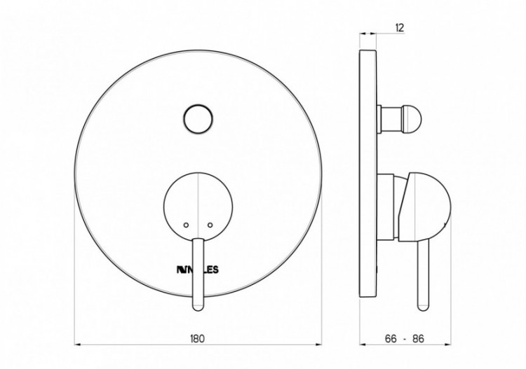 Kit de montage pour robinet de douche encastré Rondo 2 voies chrome - FRD.01.501.05N - Nikles 2