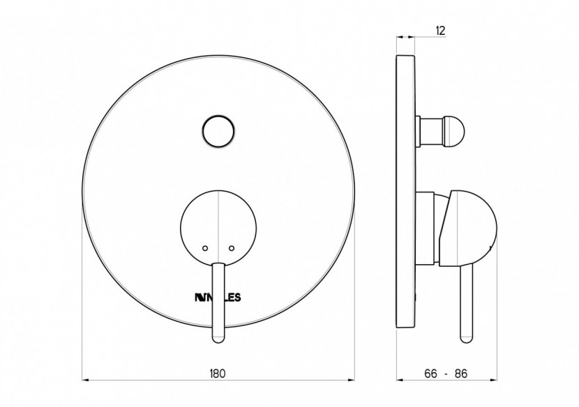 Kit de montage pour robinet de douche encastré Rondo 2 voies chrome - FRD.01.501.05N - Nikles