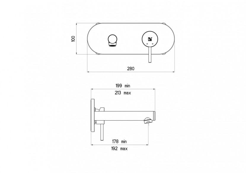 Kit de montage pour robinet de lavabo encastré Architect carbone - FBC.01.501.51N - Nikles