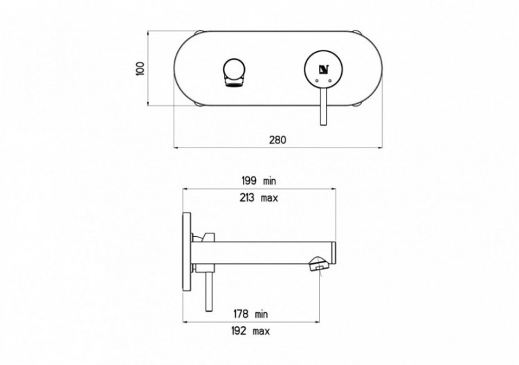 Kit de montage pour robinet de lavabo encastré Architect noir mat - FBC.01.501.07N - Nikles 2