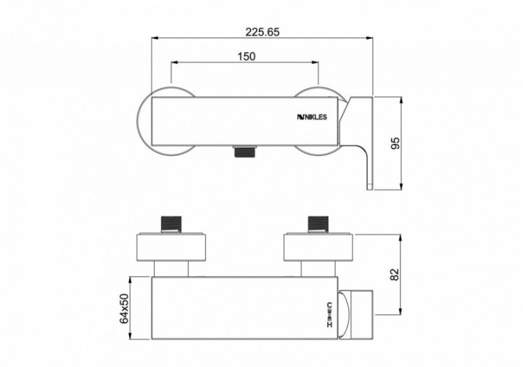 Mitigeur de douche à levier unique Pure 1 voie chrome - A53RU.SL1.001.05N - Nikles 2