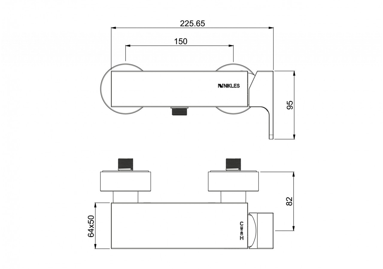 Mitigeur de douche à levier unique Pure 1 voie chrome - A53RU.SL1.001.05N - Nikles