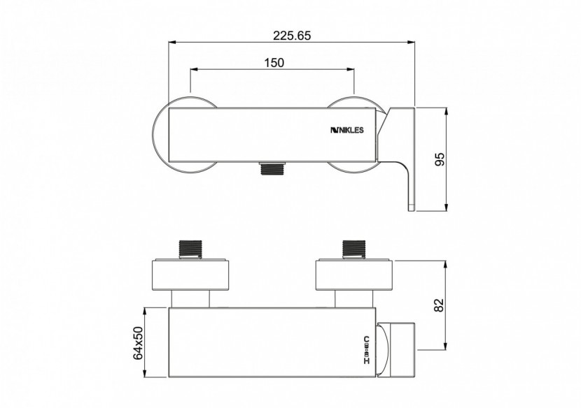 Mitigeur de douche à levier unique Pure 1 voie chrome - A53RU.SL1.001.05N - Nikles Mitigeur de douche à levier unique Pure 1 voie chrome - A53RU.SL1.001.05N - Nikles