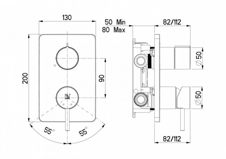 Mitigeur encastré Quadro 2 voies chrome - B61R.002.05N - Nikles 2