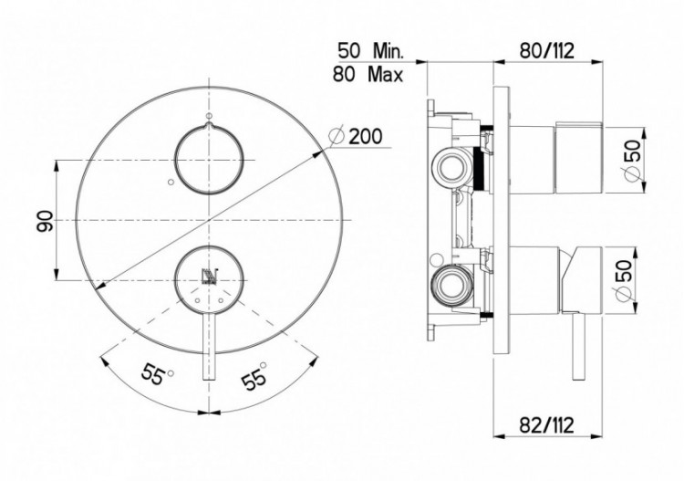 Mitigeur encastré Techno 2 voies chrome - B61.002.05N - Nikles 2