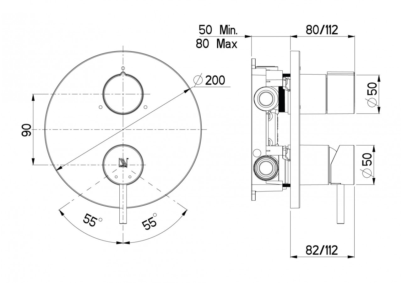 Mitigeur encastré Techno 3 voies chrome - B61.001.05N - Nikles
