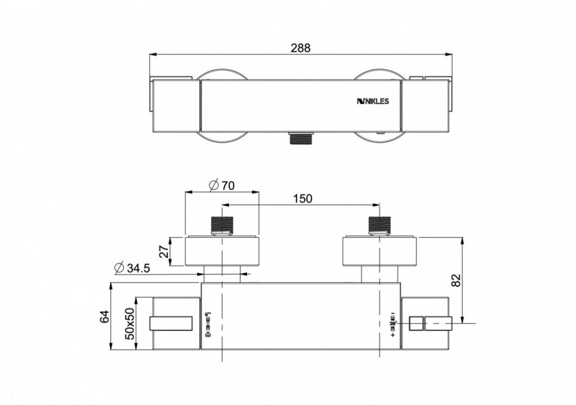 Mitigeur thermostatique Pure 1 voie chrome - A53RU.TH1.001.05N - Nikles Mitigeur thermostatique Pure 1 voie chrome - A53RU.TH1.001.05N - Nikles