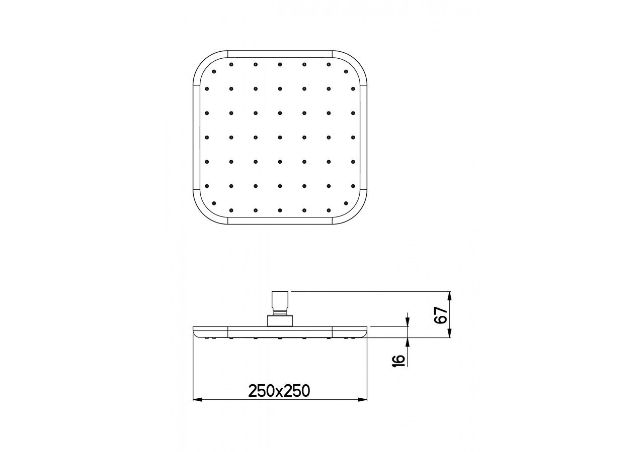 Pomme de douche Avanti Quadro 250 dropless - DE0605N - Nikles