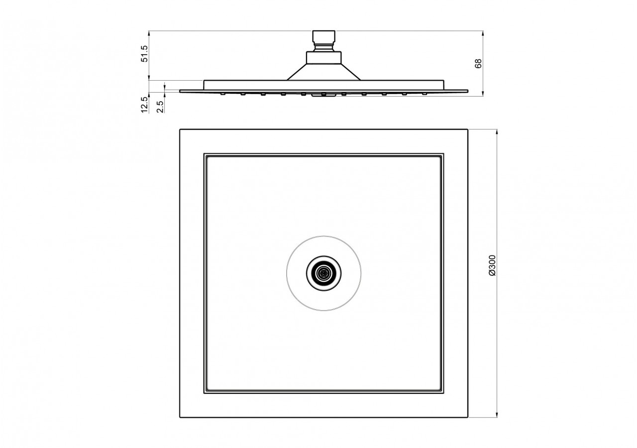 Pomme de douche carrée 300 valve de contrôle de pression chrome - DSV0205N - Nikles