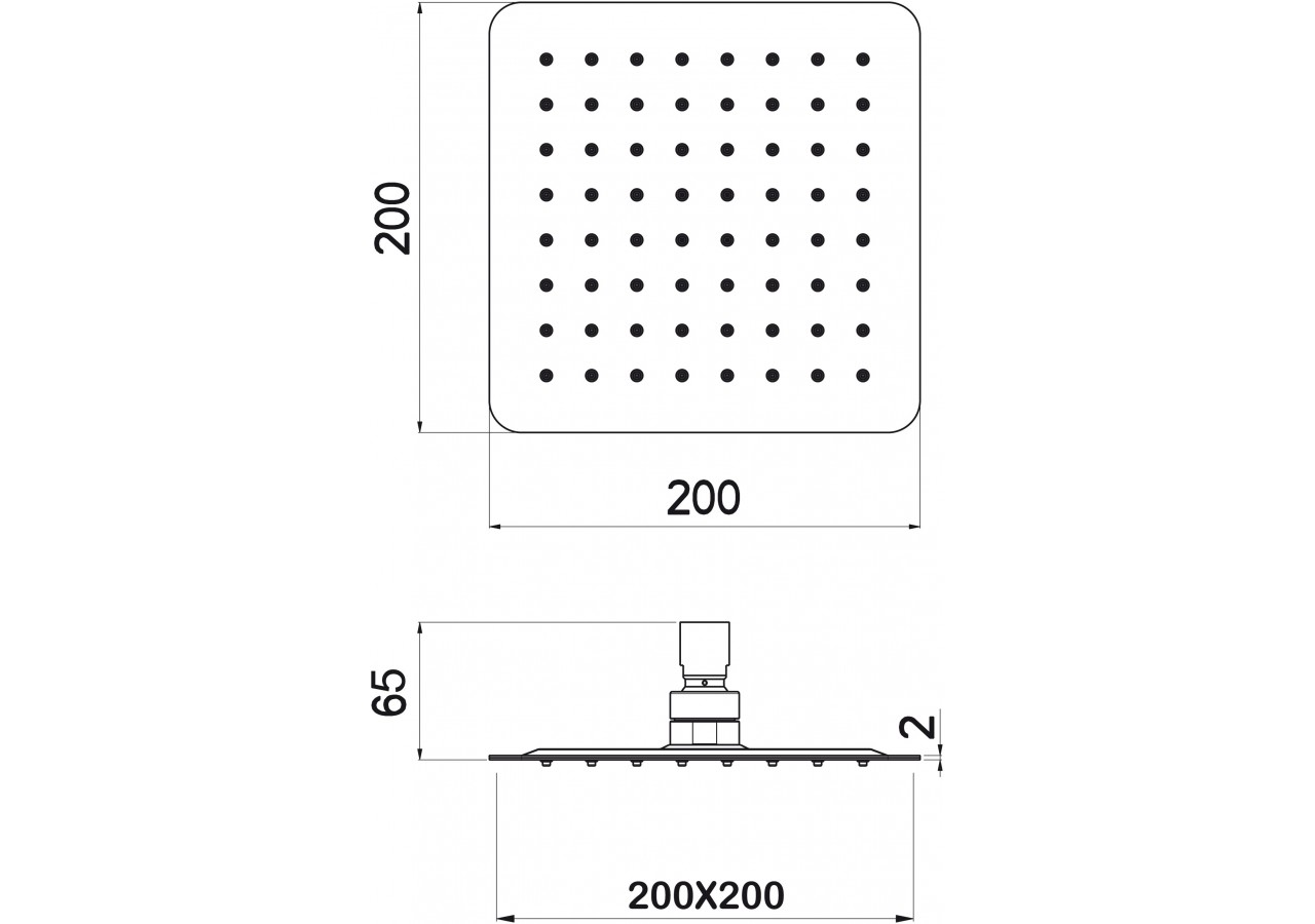 Pomme de douche Piano Quadro 200 acier inoxydable très brillant - BP200Q05N - Nikles