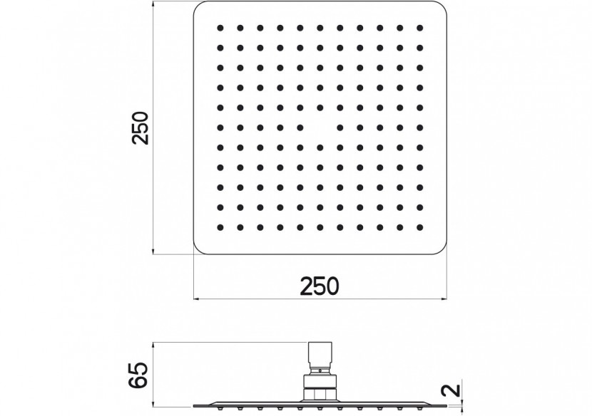 Pomme de douche Piano Quadro 250 acier inoxydable très brillant - BP250Q05N - Nikles