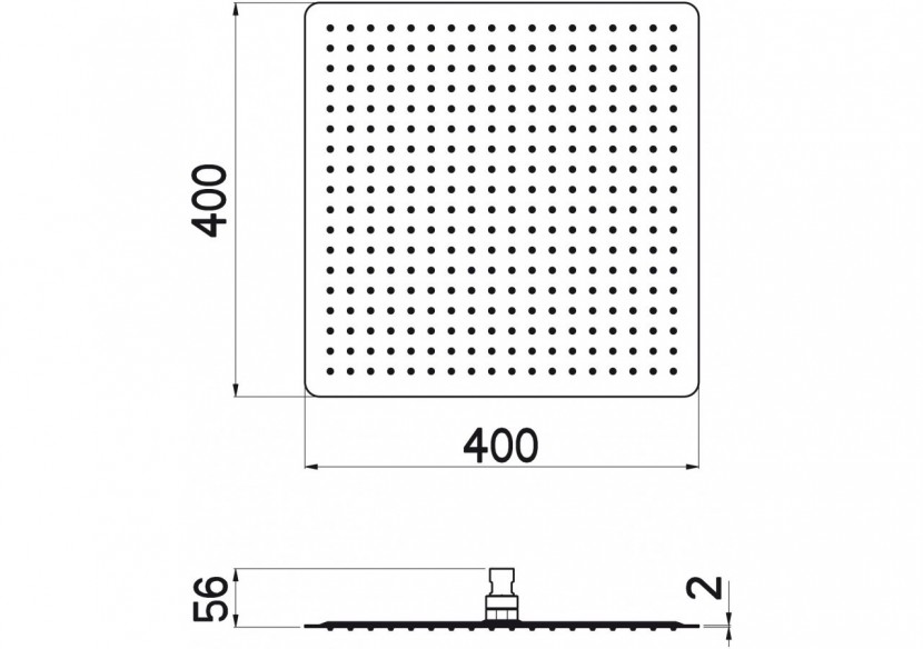 Pomme de douche Piano Quadro 400 acier inoxydable très brillant - BP400Q05N - Nikles