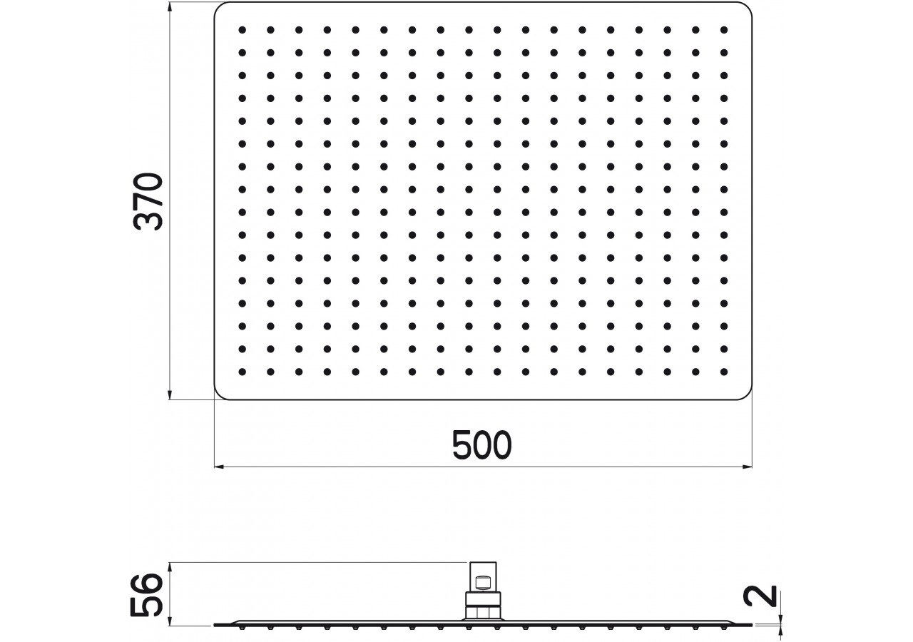 Pomme de douche Piano rectangle 500x370 acier inoxydable très brillant - BP5037R05N - Nikles
