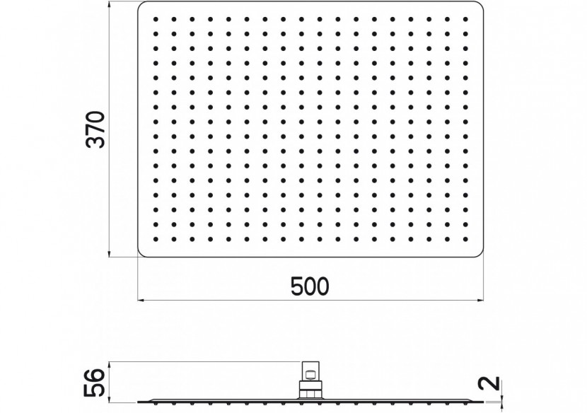 Pomme de douche Piano rectangle 500x370 acier inoxydable très brillant - BP5037R05N - Nikles